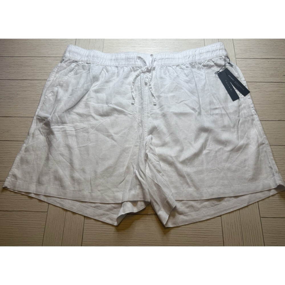 Tahari NWT Linen Shorts Women's 2X White W/ Elastic Waist Drawstring Pockets‎